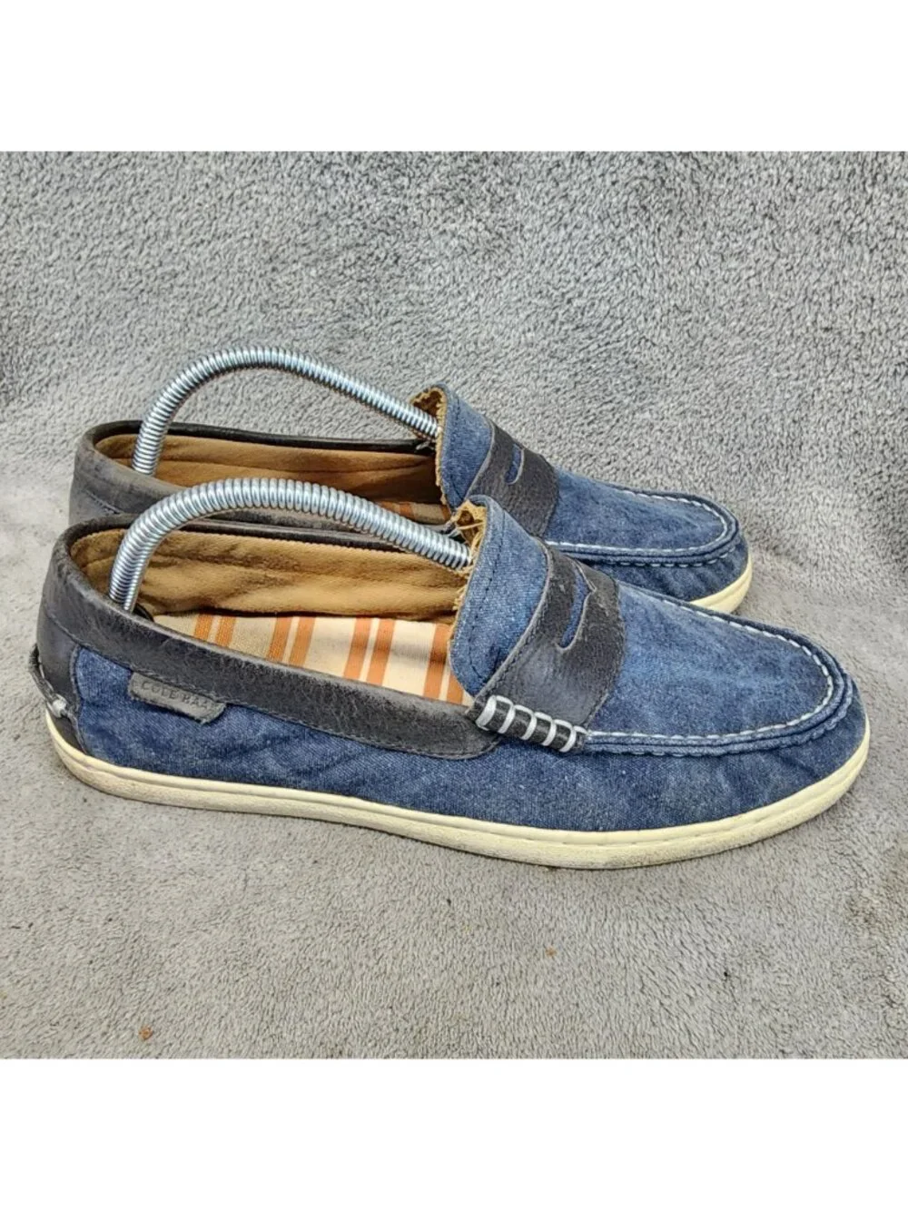 Cole Haan Shoes Mens Size 8.5 Blue Canvas Slip On Loafers *Read*